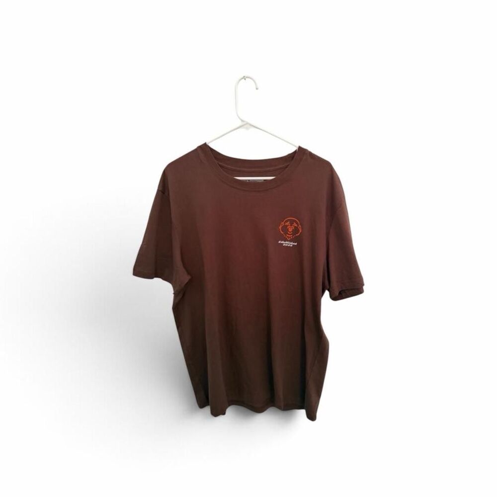 True-religion Men's Brown and Burgundy T-shirt